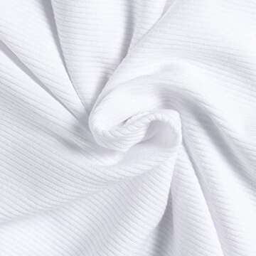 Roselux Womens Long Sleeve Scoop Neck Ribbed Knit Fitted Casual Tops Tee Slim Basic Shirts(3924,White-XL)