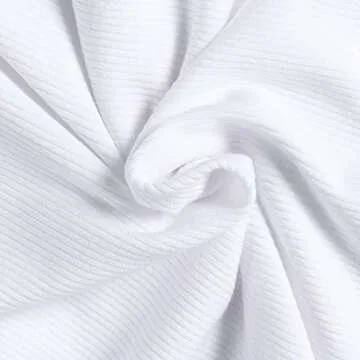 Roselux Womens Long Sleeve Scoop Neck Ribbed Knit Fitted Casual Tops Tee Slim Basic Shirts(3924,White-XL)