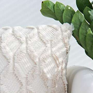 JOJUSIS Plush Short Wool Velvet Decorative Throw Pillow Covers Luxury Style Cushion Case Faux Fur Pillowcases for Sofa Bedroom Pack of 2 18 x 18 Inch Beige