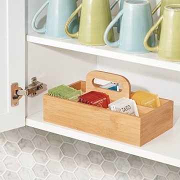 Bamboo Tea Storage Organizer with Handle - 6 Sections