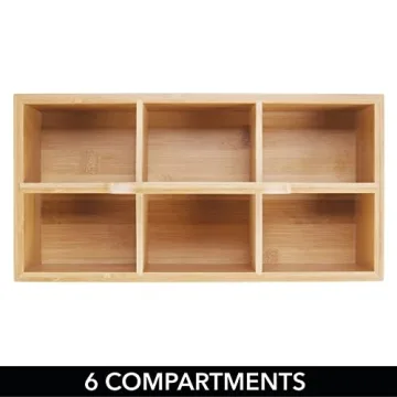 Bamboo Tea Storage Organizer with Handle - 6 Sections