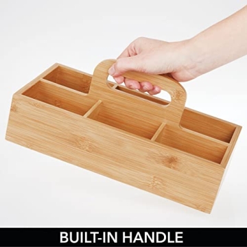 Bamboo Tea Storage Organizer with Handle - 6 Sections