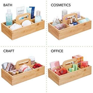 Bamboo Tea Storage Organizer with Handle - 6 Sections