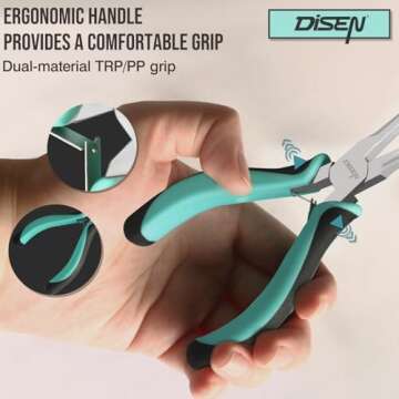 DISEN Needle Nose Pliers, 6" Mini Precision Long Nose Pliers for Jewelry Making, Fishing, Wire Wrapping, Crafts, Small Needle Nose Pliers with Comfort Grip Handles