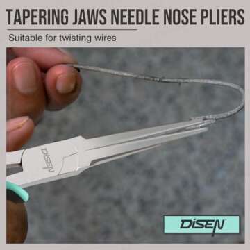 DISEN Needle Nose Pliers, 6" Mini Precision Long Nose Pliers for Jewelry Making, Fishing, Wire Wrapping, Crafts, Small Needle Nose Pliers with Comfort Grip Handles