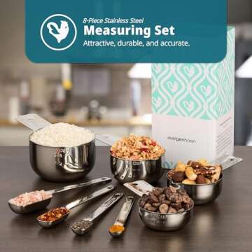 Morgenhaan Stainless Steel Measuring Cups and Spoons Set - Heavy Duty, Dishwasher Safe, All Metal - ...