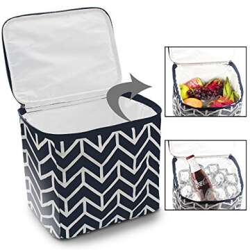 Trunk Organizer for car, Foldable Car Storage Bag Portable Insulation Cooler Bag Collapsible Vehicle Organizer Divider Storage Totes with 4 Compartment Cargo Tote for Groceries Caddy SUV, Navy Blue