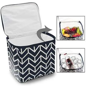 Trunk Organizer for car, Foldable Car Storage Bag Portable Insulation Cooler Bag Collapsible Vehicle Organizer Divider Storage Totes with 4 Compartment Cargo Tote for Groceries Caddy SUV, Navy Blue