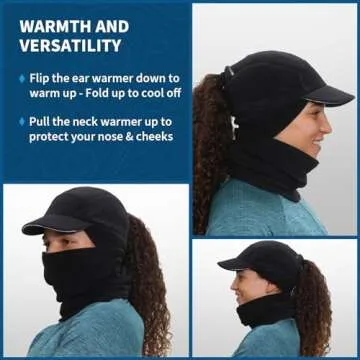 Fleece Ponytail Hat and Neck Warmer Set for Women