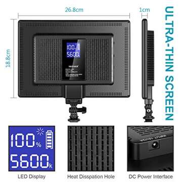 NEEWER 192 LED Video Light Panel, 20W Ultra Thin Bi Color Dimmable DSLR Camera Soft Light with 8000mAh Built in Lithium Battery, 3200-5600K CRI97+ for Photography Video Recording Live Streaming