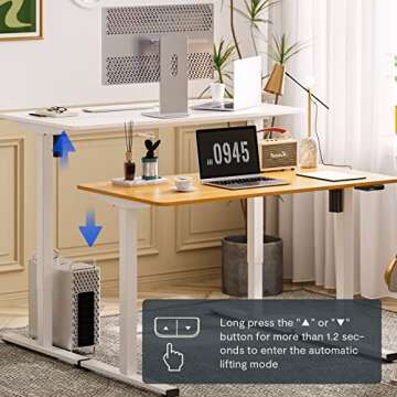 FLEXISPOT Standing Desk 48 x 24 x （28.6-46.3） Inches Height Adjustable Desk Whole-Piece Desktop Electric Stand up Desk Home Office Table for Computer Laptop (White Frame + 48 in Maple Desktop)