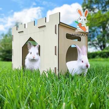 HIIMALEX Extra Large Wooden Rabbit Hideout Castle - Spacious and Sturdy
