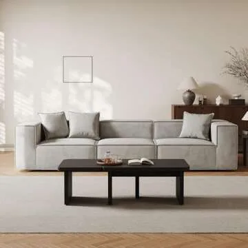 Black Wood Coffee Table, Free Adjustable Modern Living Room Table as Square, Rectangle, Irregular Tea Table, Couch Side Tabl e for Home Office