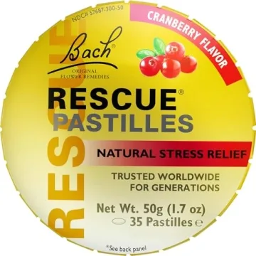 Bach RESCUE PASTILLES, Cranberry Flavor, Natural Stress Relief Lozenges, Homeopathic Flower Essence,...