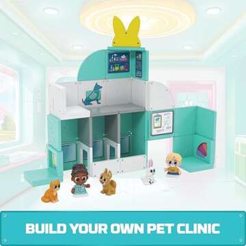 Tile Town Pet Vet Magnetic Tiles Construction Building Playset + Figures, Kids 3-6+, New Action Tile...