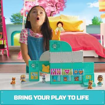 Tile Town Pet Vet Magnetic Tiles Construction Building Playset + Figures, Kids 3-6+, New Action Tiles for Action Play, Realistic Builds, Creative Toy, Great Gift for Boys & Girls