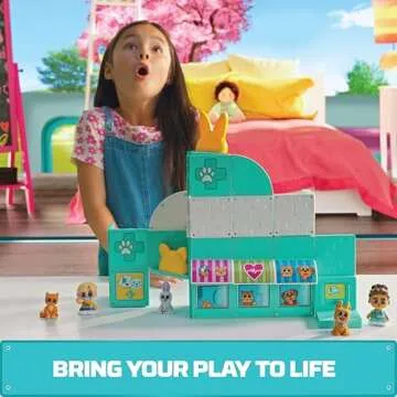 Tile Town Pet Vet Magnetic Tiles Construction Building Playset + Figures, Kids 3-6+, New Action Tiles for Action Play, Realistic Builds, Creative Toy, Great Gift for Boys & Girls