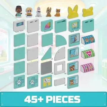Tile Town Pet Vet Magnetic Tiles Construction Building Playset + Figures, Kids 3-6+, New Action Tiles for Action Play, Realistic Builds, Creative Toy, Great Gift for Boys & Girls