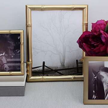 Addison Ross 5x7 Wide Bamboo Matte Gold Photo Frame