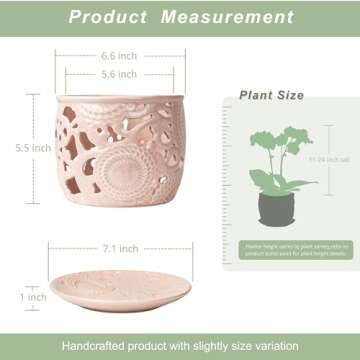 HERDUK Ceramic Orchid Pot, Orchid Pots with Drainage Holes & Saucer 6.5 Inch,Orchid Pot for Repotting Indoor, Orchid Containers with Precise Aeration & Drainage