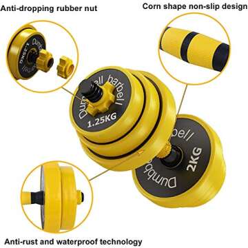 Bavnnro 2-in-1 Adjustable Dumbbell Barbell Set for Home Fitness