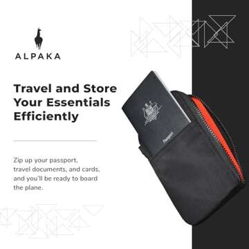ALPAKA Black Zip Travel Wallet - Store Your Travel Accessories Efficiently - 3 Internal Pockets For ...