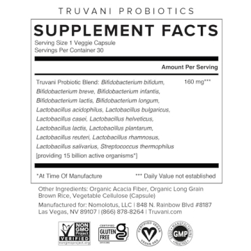 Truvani Probiotic Supplement with 15 Diverse Strains
