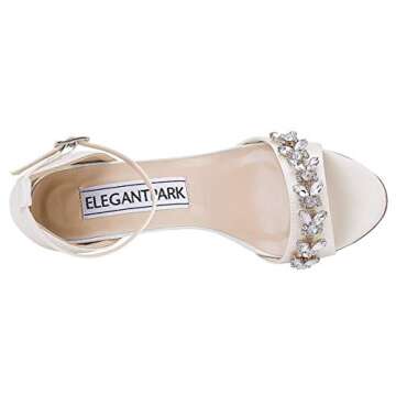 ELEGANTPARK Ivory Heels for Women Ankle Strap Wedding Sandals for Bride Peep Toe High Heeled Sandals Satin Prom Evening Dress Wedding Shoes US 7