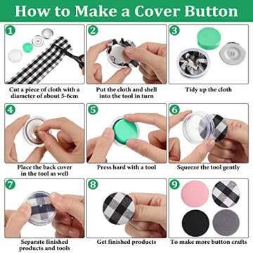 100 Sets Cover Buttons Kit with Tools for DIY Sewing