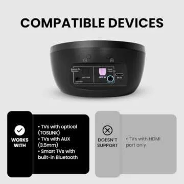 Avantree Medley Clear - Wireless Earbuds for TV Listening & Watching with Transmitter & Charging Dock, Clear Dialogue, Enhanced Volume, Soundbar Passthrough, 20H Bluetooth Neckband Headphones