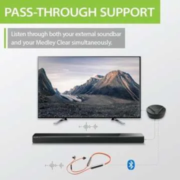 Avantree Medley Clear - Wireless Earbuds for TV Listening & Watching with Transmitter & Charging Dock, Clear Dialogue, Enhanced Volume, Soundbar Passthrough, 20H Bluetooth Neckband Headphones