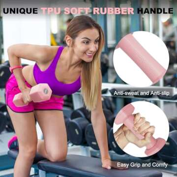Adjustable Dumbbells Set, 4 in 1 Hand Weights Set for Women Men 10 LB Dumbbells Pair Each 2lbs 3lbs 4lbs 5lbs Weights Dumbbells Set with TPU Soft Rubber Handle for Home Gym Exercise Fitness Pink