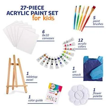 27-Piece Acrylic Paint Set for Kids with Storage