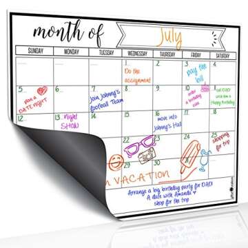 planOvation Magnetic Calendar for Refrigerator - Magnetic Dry Erase Calendar for Kids, Teens & Adult...