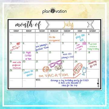 planOvation Magnetic Calendar for Refrigerator - Magnetic Dry Erase Calendar for Kids, Teens & Adults, Monthly and Weekly Planner Whiteboard - 12 x 16in (Black)