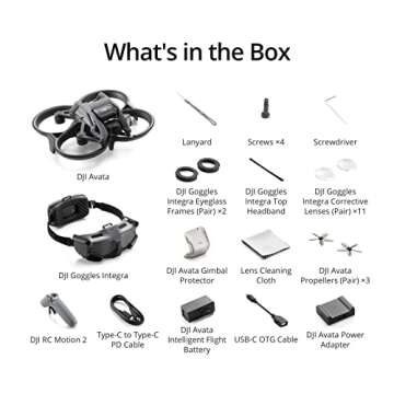 DJI Avata Explorer Combo, First-Person View Drone with Camera 4K, Super-Wide 155° FOV, Includes New RC Motion 2 and Goggles Integra Black, FAA Remote ID Compliant
