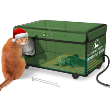 Heated Cat House for Outdoor Cats in Winter | Weatherproof Shelter with Heating Pad