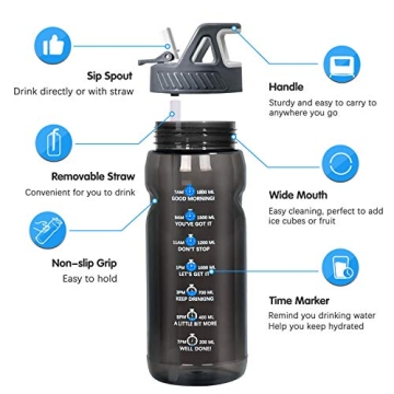 LEGEND SANDY 64 Oz Motivational Water Bottle with Straw