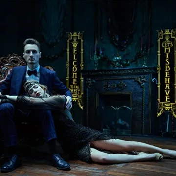 Roaring 20s Party Decoration Banners in Black Gold