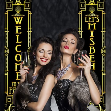 Roaring 20s Party Decoration Banners in Black Gold