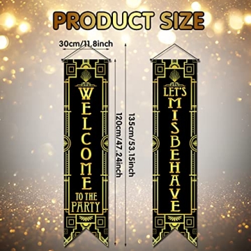 Roaring 20s Party Decoration Banners in Black Gold