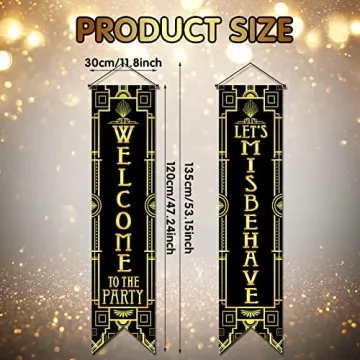Roaring 20s Party Decoration Banners in Black Gold