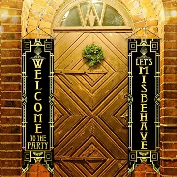 Roaring 20s Party Decoration Banners in Black Gold