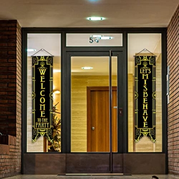 Roaring 20s Party Decoration Banners in Black Gold