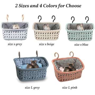 JWShang Rat Hammock for Cage Chew Proof, Rat Hanging Basket Bed with Sturdy Hooks, Pet Rat Cage Acce...