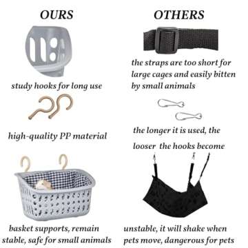 JWShang Rat Hammock for Cage Chew Proof, Rat Hanging Basket Bed with Sturdy Hooks, Pet Rat Cage Accessories for Mice Snuggling Sleeping, Safe and Cozy Small Animal Rodent Hammock for Rat Sugar Glider