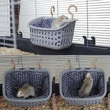 JWShang Rat Hammock for Cage Chew Proof, Rat Hanging Basket Bed with Sturdy Hooks, Pet Rat Cage Accessories for Mice Snuggling Sleeping, Safe and Cozy Small Animal Rodent Hammock for Rat Sugar Glider