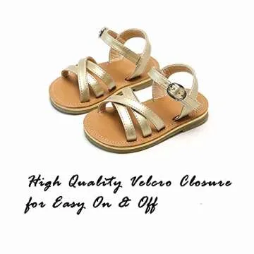 Flaryzone Toddler/Little Kids' Classic Rome Open-Toe Flat Sandals(06-GLD,8M)