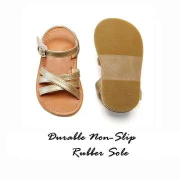 Flaryzone Toddler/Little Kids' Classic Rome Open-Toe Flat Sandals(06-GLD,8M)