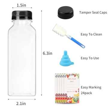 20pcs 16oz Clear Juice Bottles with Caps - Perfect for Juicing